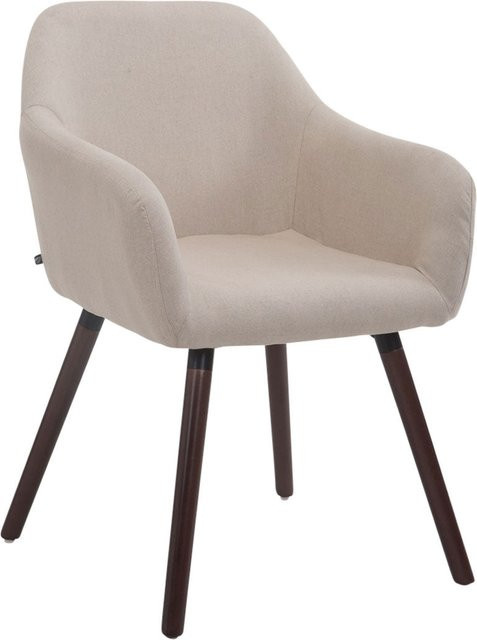 TPFLiving Besucherstuhl Achim mit Stoffbezug in Beige und Gestell aus Walnuss-Optik (Buche) B: 57,5 cm, T: 56,0 cm, H: 79,5 cm - Bild 1