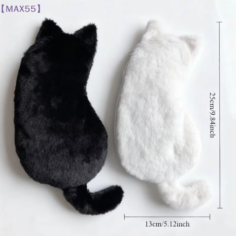 JTZTF Stifttasche in Katzenform mit weicher Oberfläche und großem Fassungsvermögen, Schwarz - Bild 4