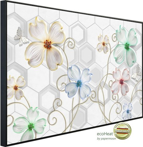 papermoon EcoHeat Infrarotheizung mit Blumenmuster in Bunt und Matt-Effekt mit App-Steuerung und WLAN - Bild 1