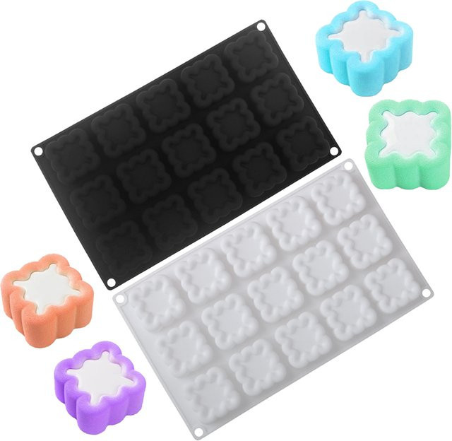 SHENHONG Silikon Backform für Mousse Kuchen und Seife in quadratischer Form mit gewellter Kante - Bild 1