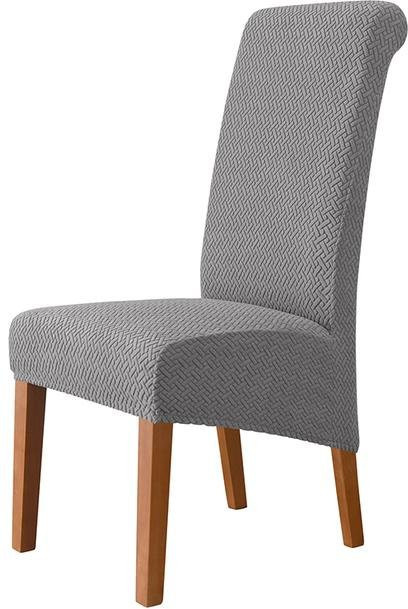 Waschbare Stuhlhussen mit hoher Rückenlehne aus Jacquard-Stretch-Spandex in Grau, XL Größe (60-75 cm) - Bild 1