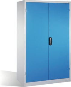 C+P Schwerlastschrank mit Drehtüren, 3 Böden und 3 Schubladen, Korpus Lichtgrau und Front Lichtblau, H x B x T: 195 x 120 x 60 cm - Bild 1