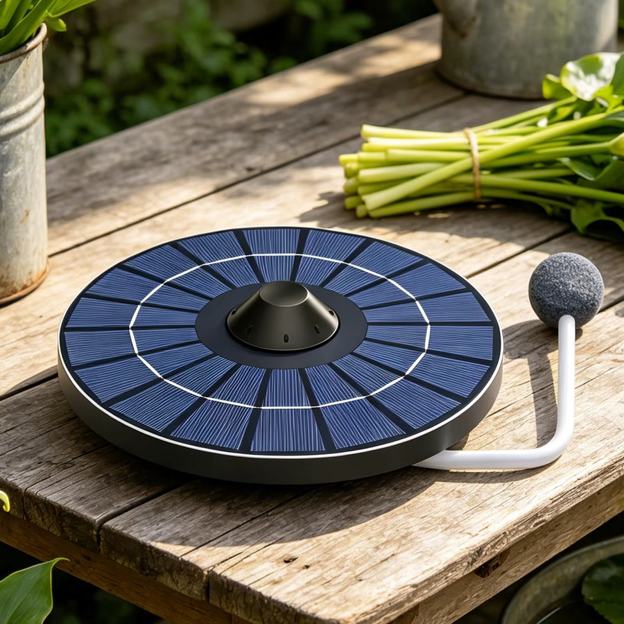 Solar-Teichbelüfter Set mit tragbarer Luftpumpe und 1,5 m Luftschlauch für Aquarien und Fischbecken - Bild 2
