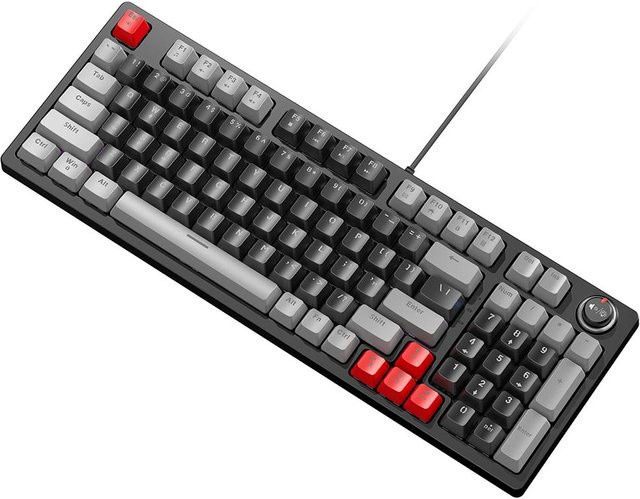 TWOLF T50 Mechanische Gaming-Tastatur mit 96 plus 1 Tasten, grau/schwarz - Bild 1
