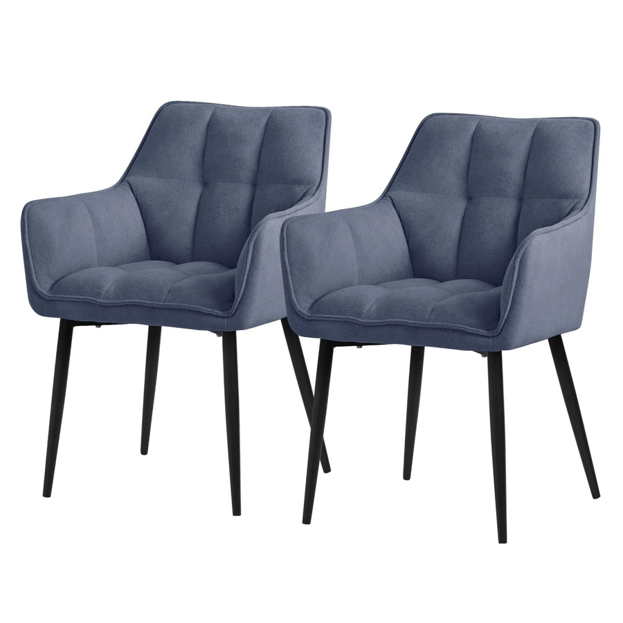 ML-Design Esszimmerstuhl 2er Set Blau aus Frotteestoff mit gepolsterter Sitzfläche und Armlehnen - Bild 2