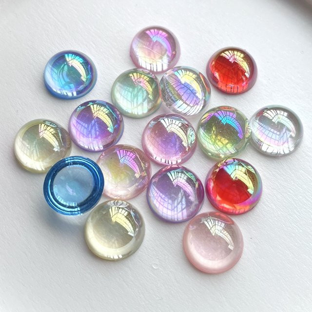 25 Stück YUSDTSHA Kristall Strass Steine in AB-Farbe, 16 mm halbrunde Harz Dekoration für DIY Schmuckherstellung und Hochzeitsdekoration, Multicolour - Bild 1
