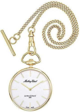 Mathey-Tissot Taschenuhr, Edelstahl, Goldfarben, Quarz, Weißes Zifferblatt, Unisex