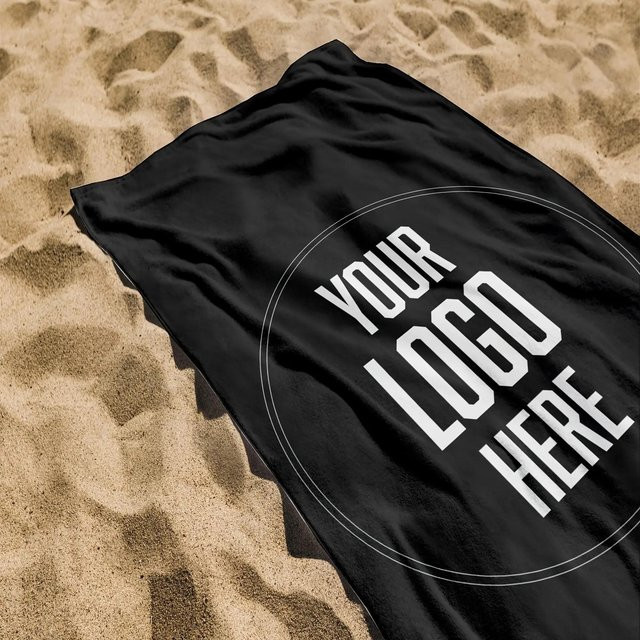 Personalisierbares Mikrofaser Strandtuch mit Foto oder Logo von JMG Household Supplies, Schwarz, B/H: 75 x 150 cm - Bild 1