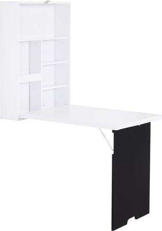 HOMCOM Wandtisch Klappschreibtisch mit Tafel als Sekretär in Schwarz-Weiß, B/T/H: 94,5 x 60 x 147 cm