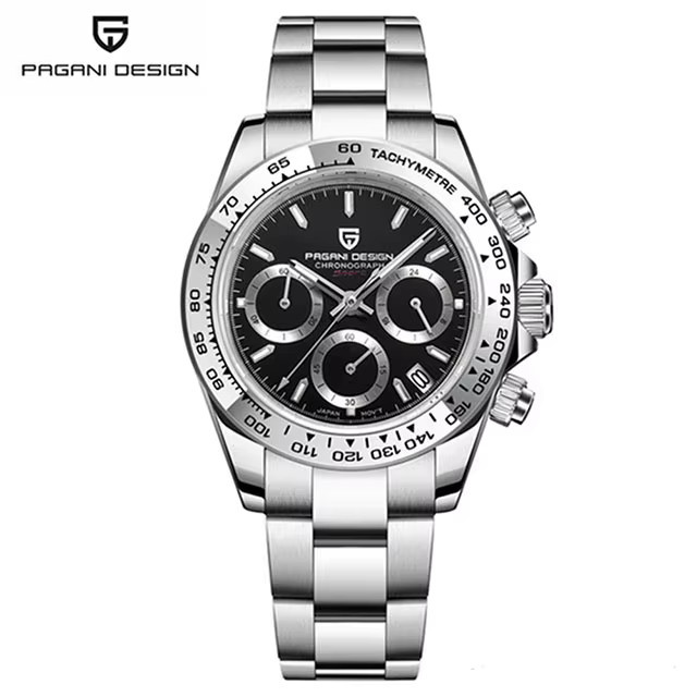 PAGANI DESIGN Chronograph, Edelstahl, Quarz, 40 mm, Herren, Schwarz - Bild 6