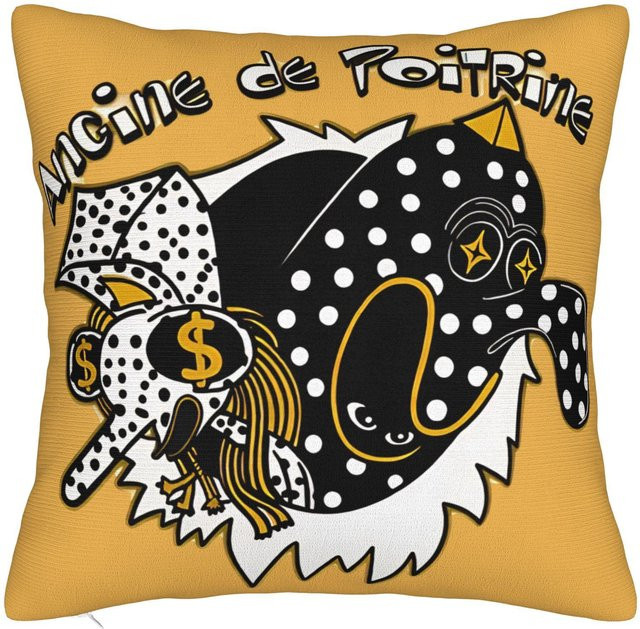JMG Clothing Quadratischer Kissenbezug aus Polyester und Sherpa mit Angina Pectoris Grafik in Gelb, B/H: 40 x 40 cm - Bild 1