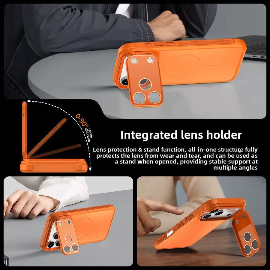 MagSafe Magnetische Schutzhülle für iPhone 11 bis iPhone 17 Air in Matte Acryl Optik mit stoßfestem Objektivschutz, Farben: Braun und Orange - Bild 4