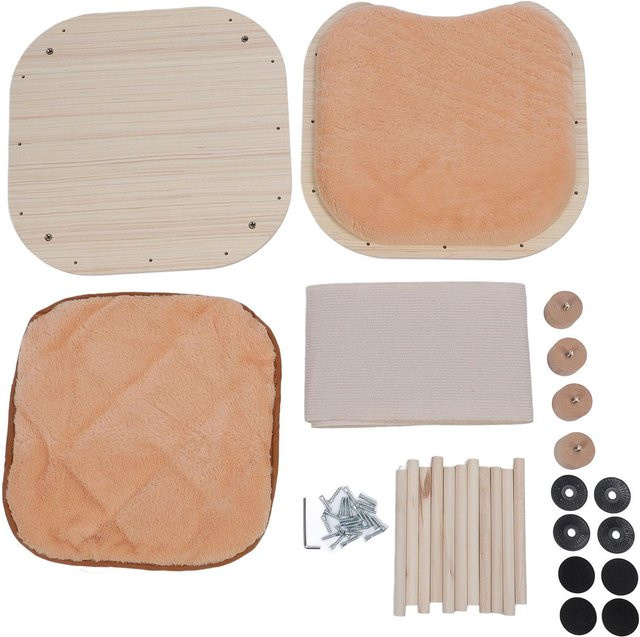 Multifunktionaler Katzenhaus Hocker von Aimo aus Holz in Beige als kratzfeste Holzhöhle im skandinavischen Design - Bild 1