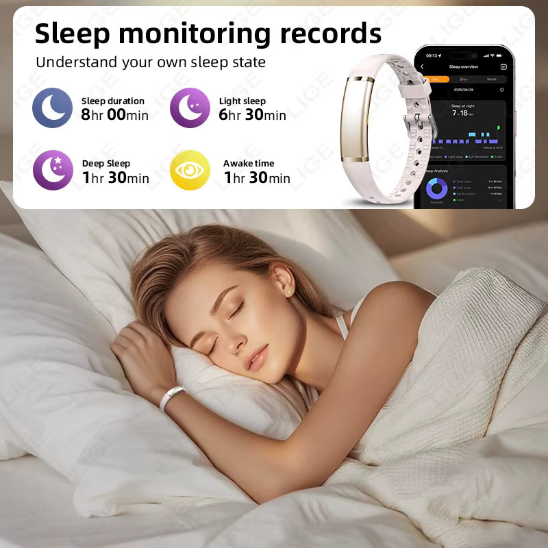 LIGE Smart-Armband ohne Display für Damen und Herren, Fitness Tracker mit Herzfrequenz- und Gesundheitsmonitor, wasserdicht, in Gold, Pink oder Weiß - Bild 4