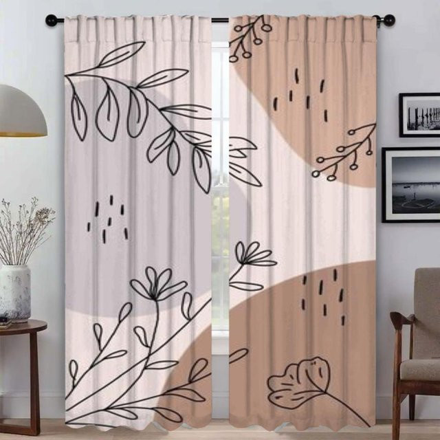 2er-Set halbtransparente Tüll-Vorhänge mit Naturmotiv für Wohnzimmer und Schlafzimmer, Haushalt Supplies MH, Mehrfarbig, Breite: 50 cm, Höhe: 70 cm - Bild 1