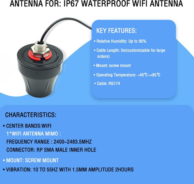 ANDPROG WIFI Antenne 2,4 GHz mit IP67 Schutzklasse in Schwarz - Bild 1