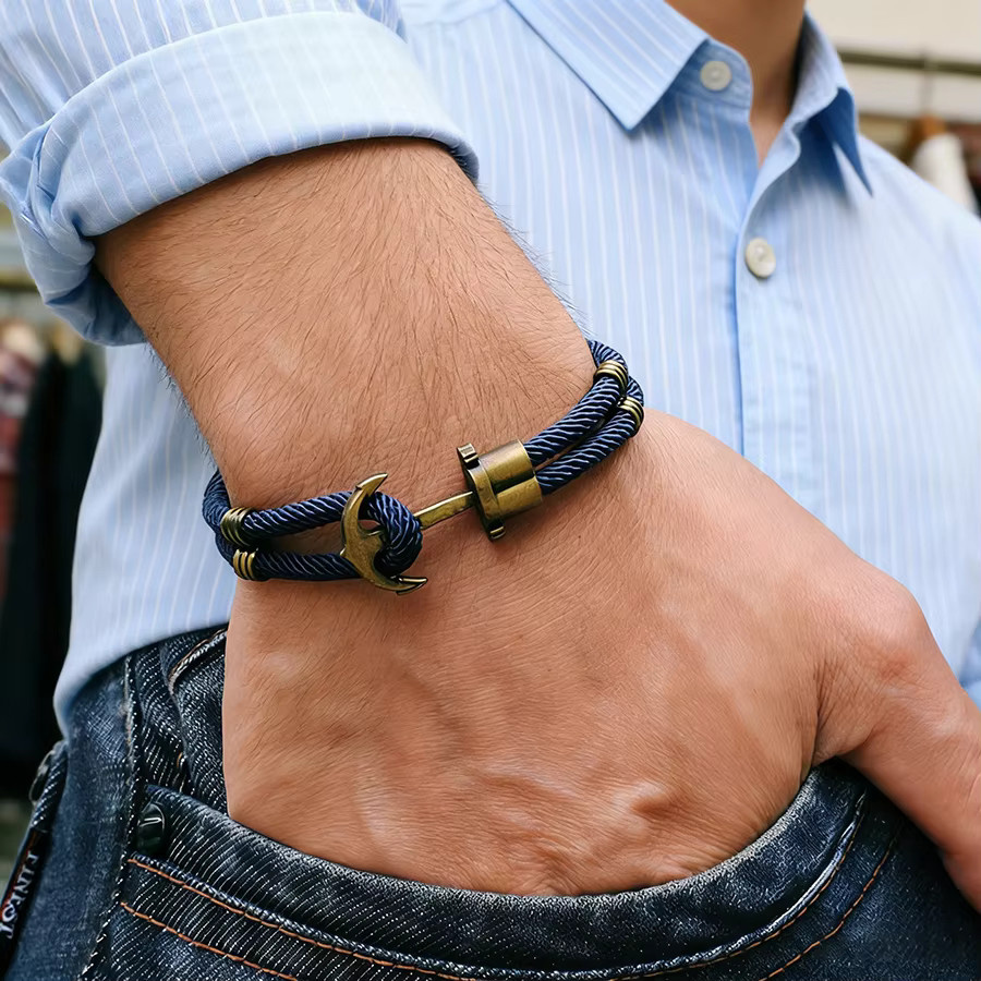 diffone Armband, Vintage, Anker Haken, Nylon, Herren - Bild 1