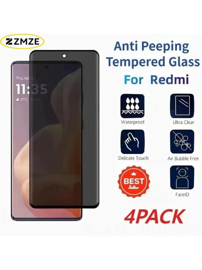 4 Stück Anti-Spionage Panzerglas Sichtschutzfolie für Xiaomi Redmi Note 12 Pro 15 14 13 Pro transparent - Bild 7