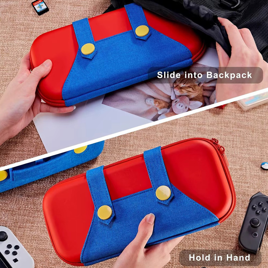 Tragbare Reisetasche für Nintendo Switch und OLED mit Mario Cover und 10 Spielhalterungen - Bild 5