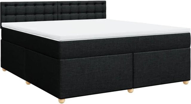 vidaXL Boxspringbett mit Matratze Schwarz B/T/H: 180 x 200 x 100,5 cm, Hybrid-Konstruktion mit USB-Anschluss und Unterbettbeleuchtung - Bild 1