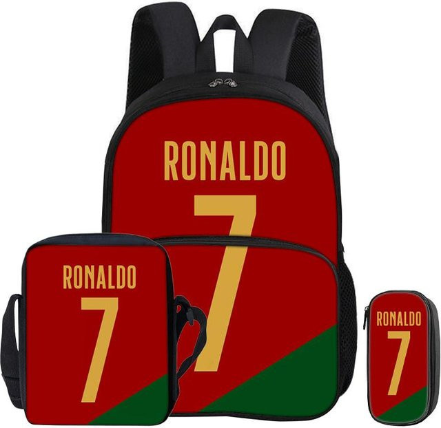 Fancy Style Studio Ronaldo 3-teiliges Schulset mit Rucksack, Umhängetasche und Federmäppchen in Rot - Bild 1