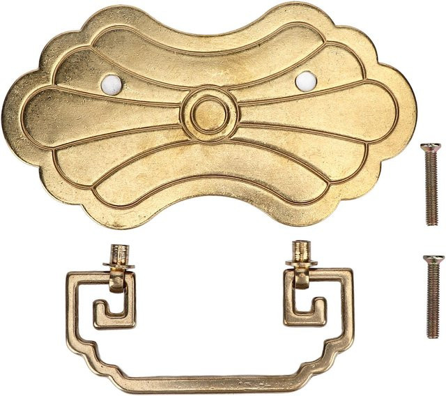 Antiker Schubladengriff OutsideWorld aus Messing in Gold, Retro Chinesischer Stil, B/H: 12,8 x 7,0 cm - Bild 1