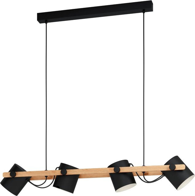 Eglo Pendelleuchte Hornwood 4-flammig in Schwarz und Beige aus Pinien-Holz und Metall, Durchmesser: 180 cm, Höhe: 110 cm - Bild 1