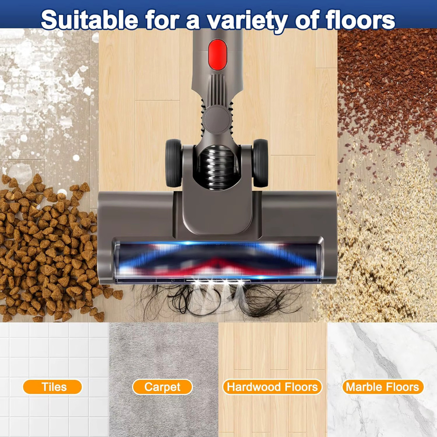 Dyson Ersatz-Staubsaugeraufsätze mit LED-Licht und V-förmiger Turbo-Rollenbürste für V7 V8 V10 V11 V15 - Bild 5