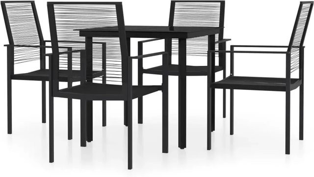 vidaXL 5-teilige Garten-Essgruppe aus Schwarzem PVC-Hohlrattan und Glas für den Außenbereich - Bild 1