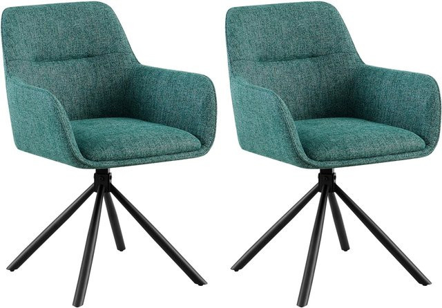 CLP 2er Set Tipton Esszimmerstühle mit Stoffbezug, schwenkbare Polsterstühle im modernen Design - Bild 1