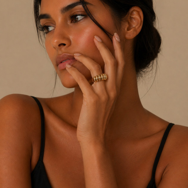 amofa Ring Edelstahl, Gold, Damen - Bild 1