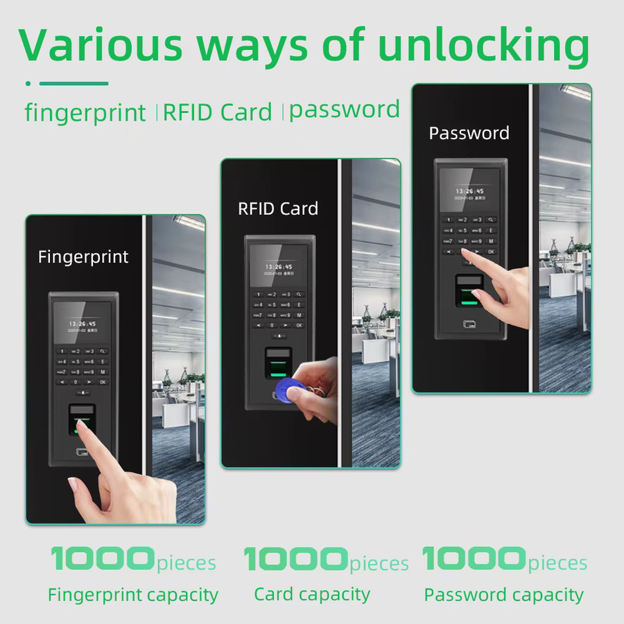 Asia-Teco Fingerabdruck-Zeiterfassung und RFID 125kHz Smart Door Access Control System Kit mit Tastatur in Schwarz - Bild 2
