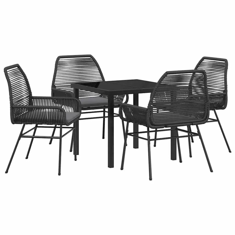vidaXL Garten Essgruppe 5-teilig aus Poly-Rattan und Glas in Schwarz - Bild 2