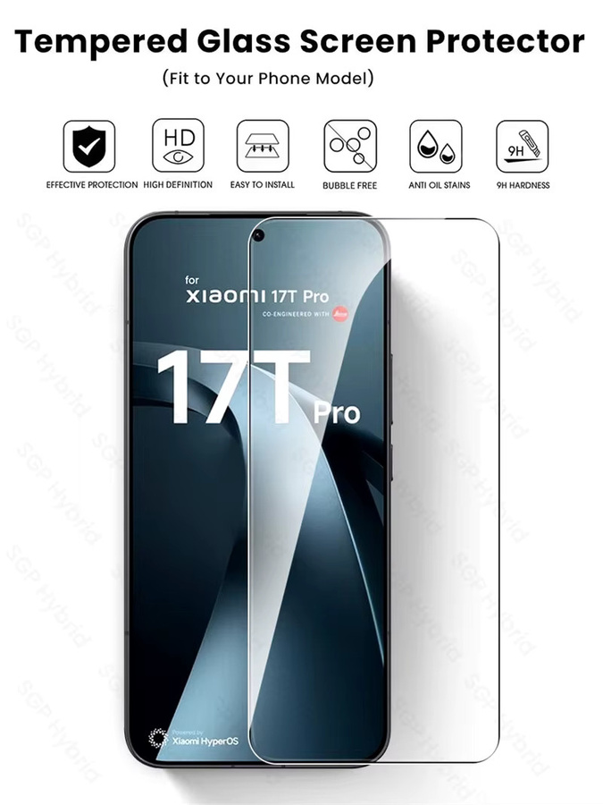 6-in-1 Schutzfolien-Set aus gehärtetem Glas für Xiaomi 17T Pro 5G, Displayschutz und Kameralinsenschutz, transparent - Bild 5