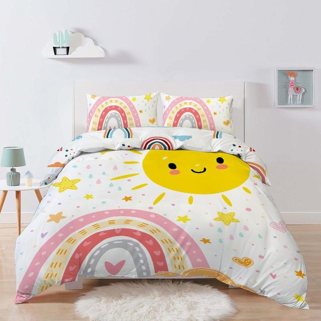 3-teiliges JMG Household Supplies Bettwäsche-Set Sun Rainbow mit Digitaldruck, Material Mikrofaser Polyester, Farbe Mehrfarbig, B/H: 203 x 229 cm - Bild 1