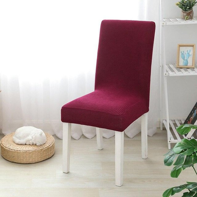 Elastischer Jacquard-Esszimmerstuhlbezug von Teacher Hua in Rot mit langer Rückenlehne - Bild 1