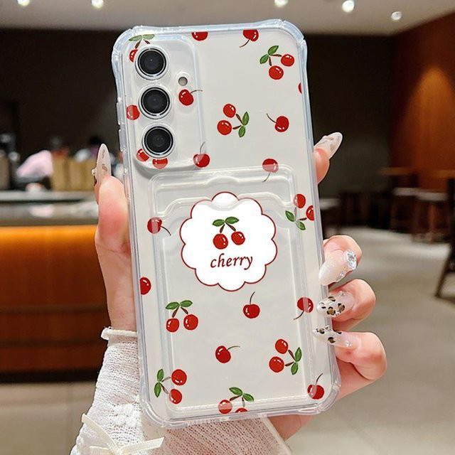 Kirschmuster Handyhülle aus TPU für Samsung Galaxy S25 S24 S23 Ultra A56 A36 A25 A15 A16 A06 5G in Transparent - Bild 1