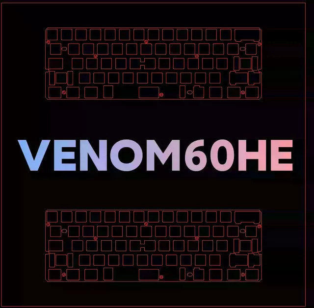 60HE Venom Magnetische Hall-Effekt-Tastaturplatte aus PEI-Messing-CF-PP für PCB-montierte Schrauben im Stabilisator - Bild 1
