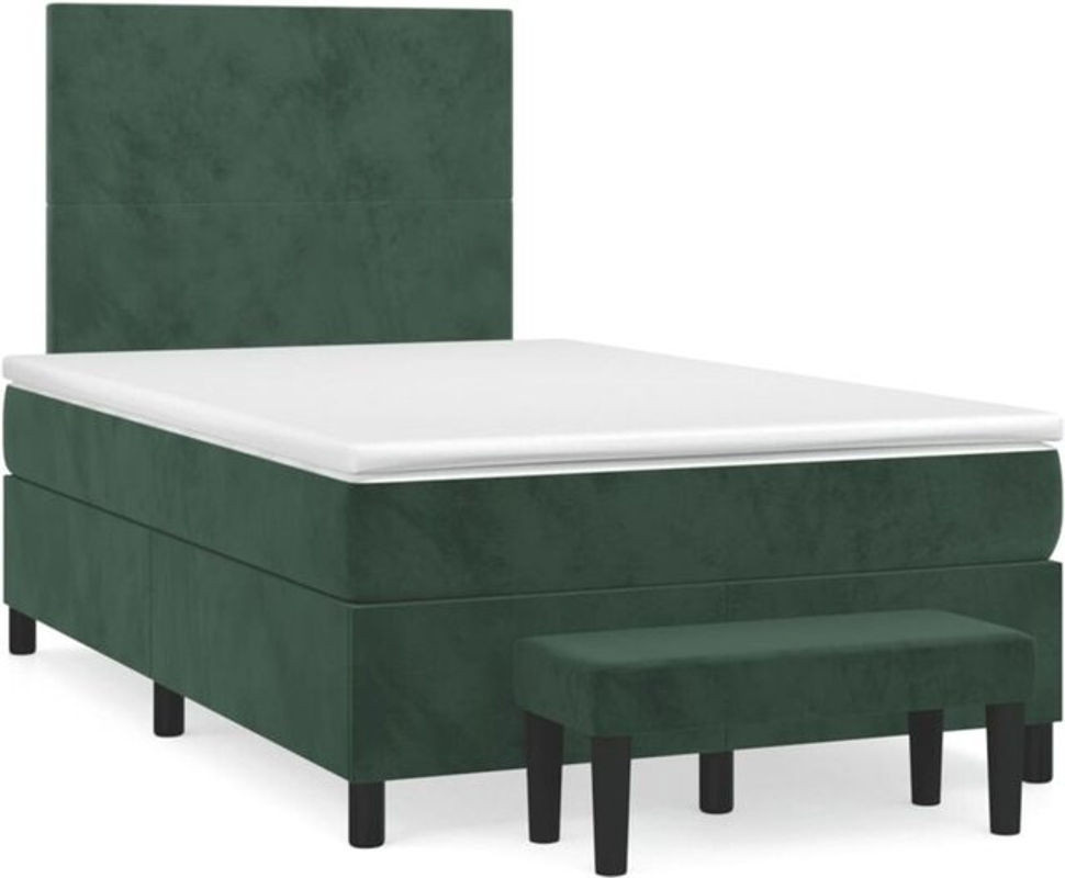Vidaxl Boxspringbett mit Matratze in Dunkelgrün aus Samt, B/T/H: 190 x 120 x 118 cm - Bild 1