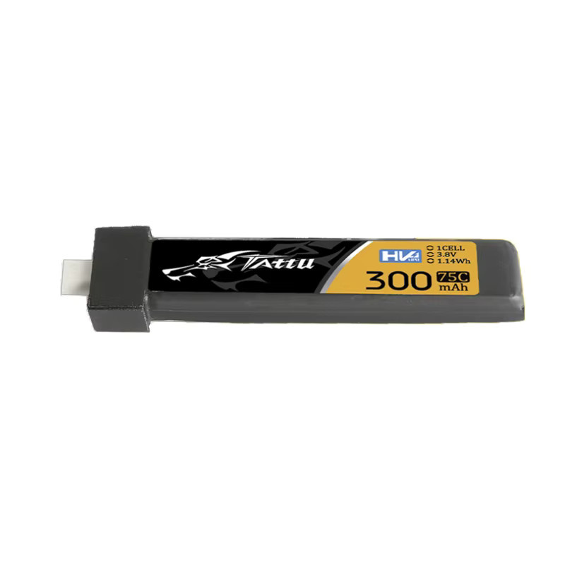 Tattu Li-Ion Akku 1S 3,8V 300mAh 75C mit BT2.0 Anschluss für RC Hubschrauber, Quadcopter und FPV Renn Drohnen, Schwarz - Bild 3