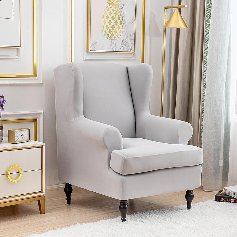 LEVIVEI Elastischer Sesselbezug für Wingback-Sessel und Ohrensessel, Grau, Waschbar, Universal Passform - Bild 3