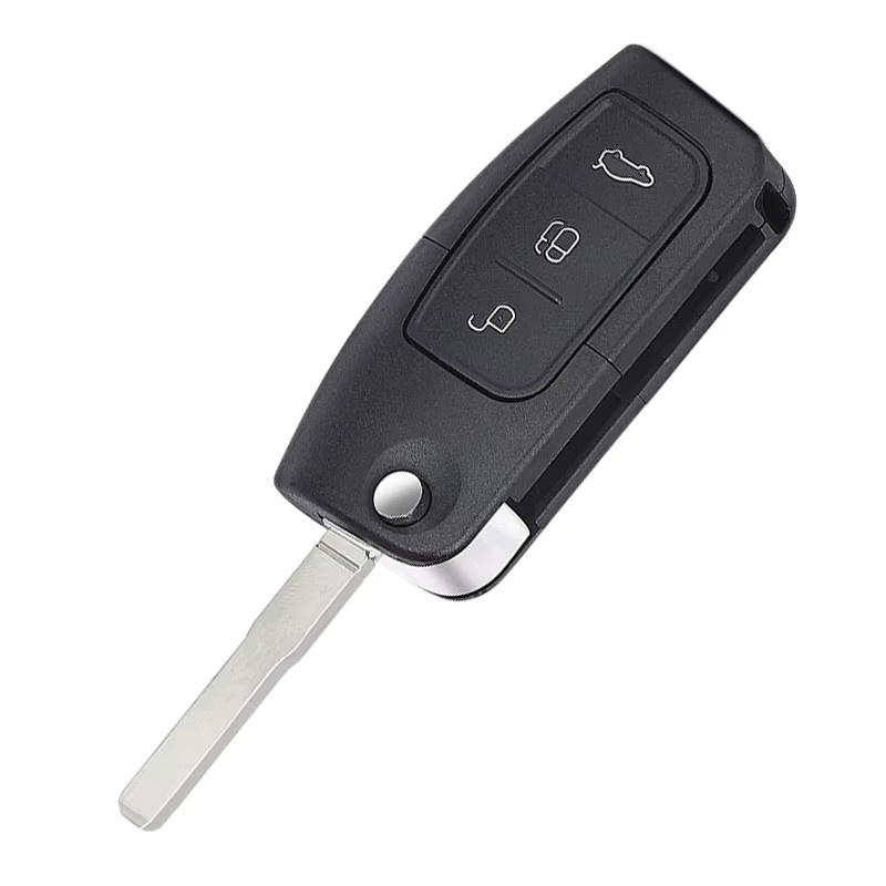 KEYECU 433 MHz Flip Remote Key Fob mit 4D60 / 4D63 Chip für Ford Fusion Focus Mondeo Fiesta Galaxy, Farbe: Schwarz - Bild 2