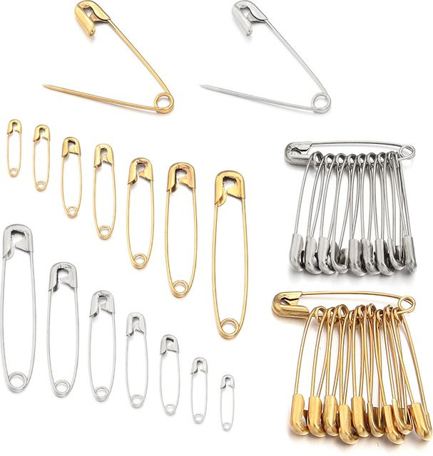 10 Stück Sicherheitsnadeln aus Edelstahl in Gold und Silber für DIY Handwerk und Nähzubehör - Bild 1