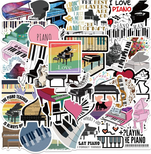 50 Stück Klavier Graffiti Aufkleber in Multicolour für Scrapbooking und DIY Handwerk - Bild 1