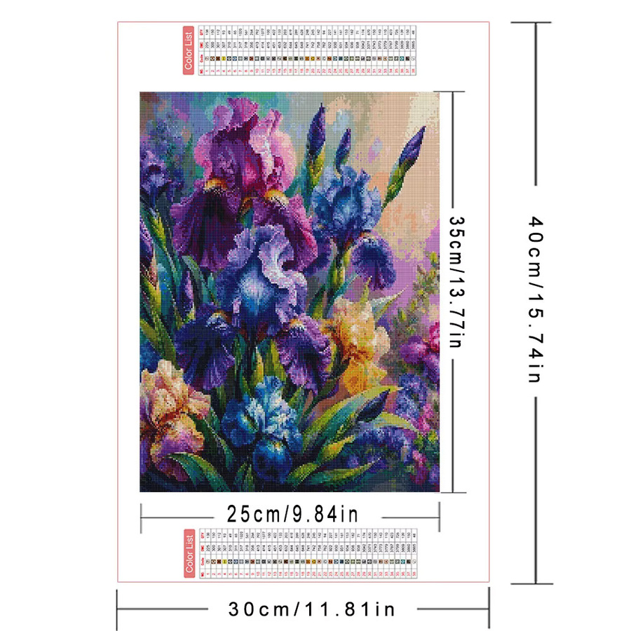 AZQSD Diamant-Mosaik-Set Iris-Blume, 5D-Stickerei mit Blumenmuster für Erwachsene, Multicolour, B/H: 30,0 x 20,0 cm - Bild 2