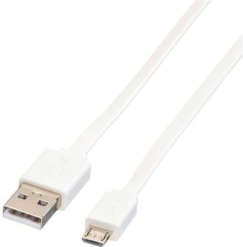 Roline USB 2.0 Kabel mit USB-A und Micro-USB Stecker in Weiß, Länge: 1,00 m - Bild 1