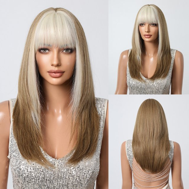 GEMMA Blonde Pony Perücke, Synthetisch, Lange Gerade Braune Layered, Damen - Bild 1