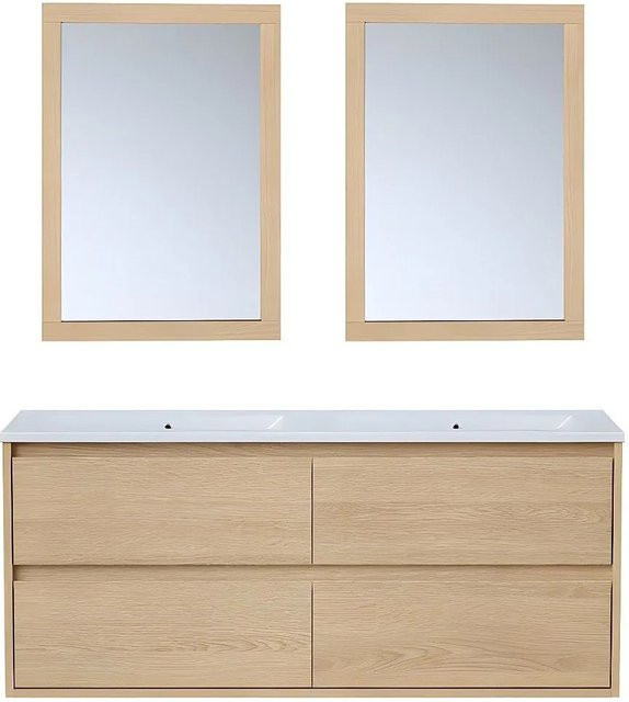 Milipam Doppelwaschtisch in Naturfarben mit Eichenholzfurnier, Breite: 120 cm - Bild 1