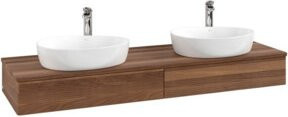 V&B Waschtischunterschrank Antao mit Frontstruktur und Beleuchtung in Weiß lackiert, B: 160 cm, T: 50 cm - Bild 1