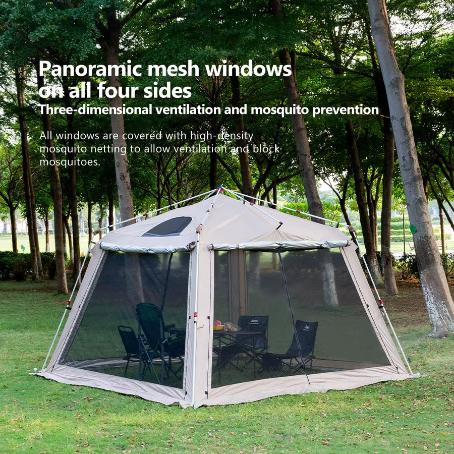 Sonuto Camping-Überdachungszelt mit Aluminiumstangen und Moskitonetz, regensicherer Sonnenschutz für Strand, Angeln und Wandern, B/T/H: 310 x 310 x 200 cm - Bild 2
